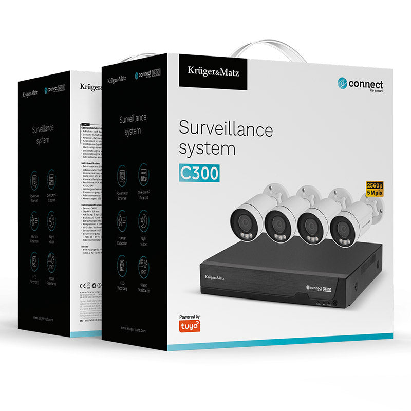 Kit supraveghere WiFi Tuya C300 cu 4 camere IP ONVIF Kruger Matz KM2242