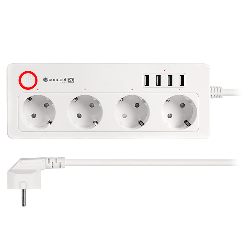 Prelungitor smart 4 prize Schuko, 4 USB, Connect P6 Tuya Kruger Matz KM2250