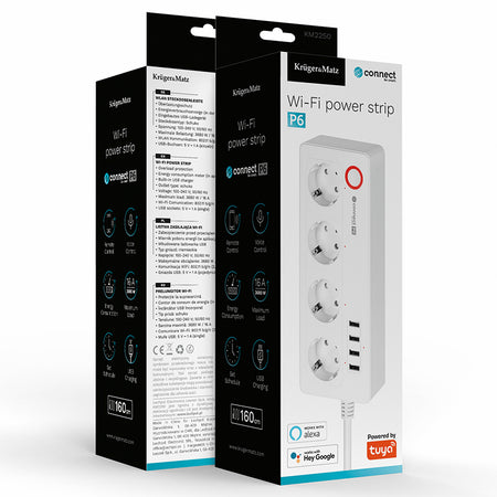 Prelungitor smart 4 prize Schuko, 4 USB, Connect P6 Tuya Kruger Matz KM2250