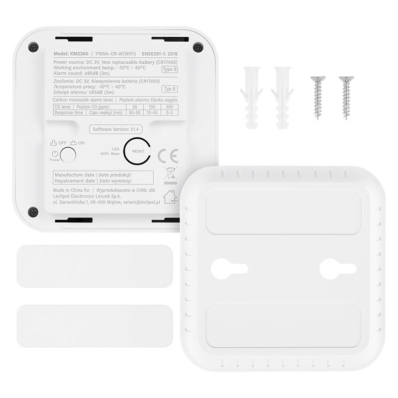 Senzor monoxid de carbon Wi-Fi, LCD, notificare Tuya, Kruger Matz KM2260