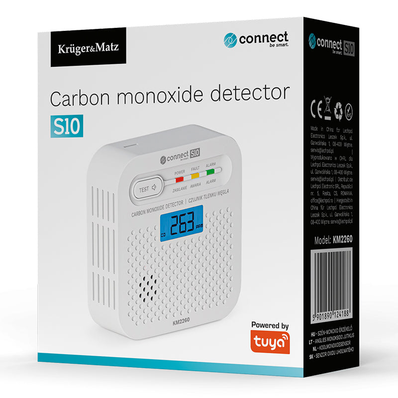 Senzor monoxid de carbon Wi-Fi, LCD, notificare Tuya, Kruger Matz KM2260