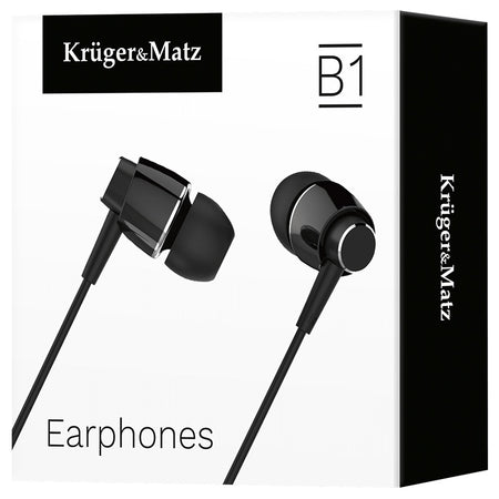 Căști in-ear negre cu microfon și conector de 3,5 mm Kruger Matz KMPB1-B