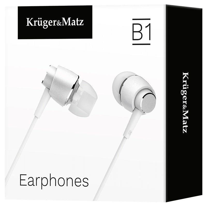 Căști in-ear cu microfon cu difuzor de 10 mm și conector 3,5 mm Kruger Matz KMPB1-W