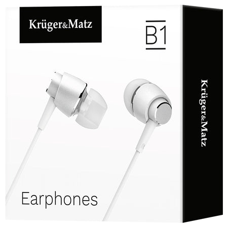 Căști in-ear cu microfon cu difuzor de 10 mm și conector 3,5 mm Kruger Matz KMPB1-W