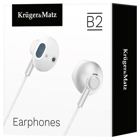 Căști in-ear albe cu microfon, difuzor de 14,2 mm și conector de 3,5 mm Kruger Matz KMPB2-W