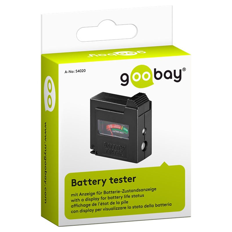Tester de baterii pentru baterii AAA, AA, C, D, 9V și tip buton GOOBAY KOM-54020