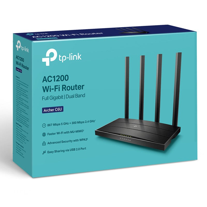 Router wireless Gigabit Dual-Band TP-Link Archer C6U AC1200 cu port USB KOM-C6U