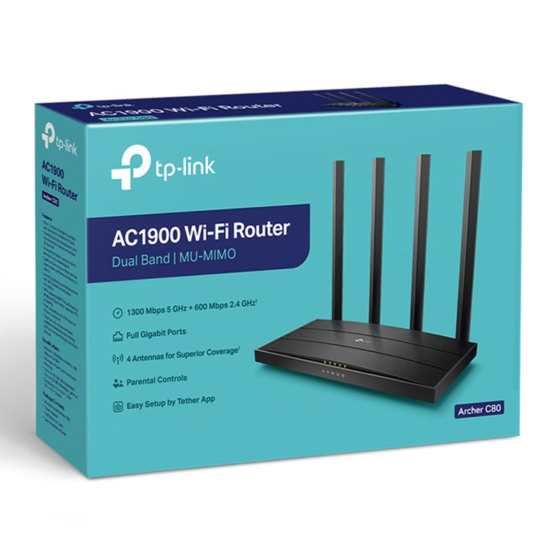 Router wireless Gigabit AC1900 Archer C80 cu MU-MIMO și 4 antene externe TP-Link KOM-C80