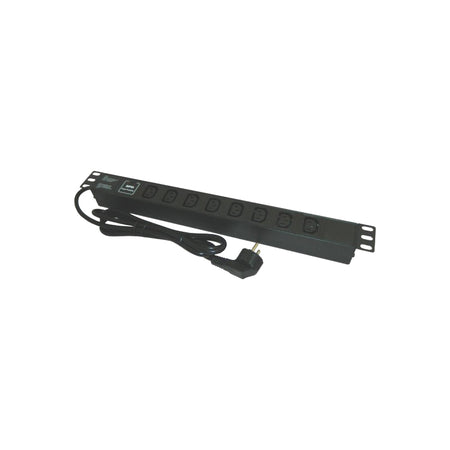 Bară de alimentare PDU rack 19 inch cu 8 prize C13 și protecție la supratensiune Emtex KOM-EMT12