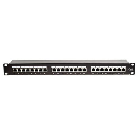 Patch panel 24 porturi RJ45 FTP Cat5e pentru rack 19" 1U cu sertizare Krone și 110 Emtex KOM-EMT7