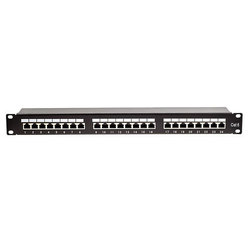 Patch panel 24 porturi RJ45 FTP Cat5e pentru rack 19" 1U cu sertizare Krone și 110 Emtex KOM-EMT7