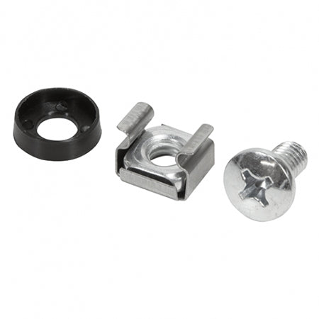 Set șuruburi rack nichelat M6×12 mm cu piuliță captivă și șaibă, 50 bucăți Emtex KOM-EMTM6-50