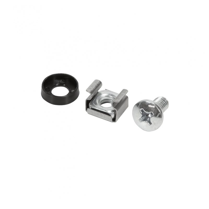 Set șuruburi rack nichelat M6×12 mm cu piuliță captivă și șaibă, 50 bucăți Emtex KOM-EMTM6-50