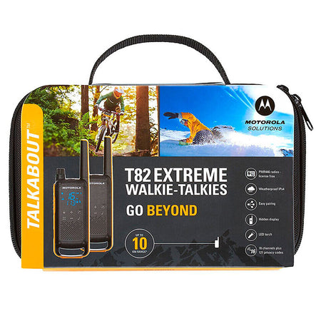 Set 2 stații radio PMR TALKABOUT T82 Extreme rezistente IPx4 cu rază până la 10 km Motorola KOM-T82EXT
