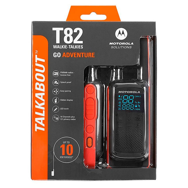 Set 2 stații radio PMR TALKABOUT T82 cu 16 canale și rază până la 10 km Motorola KOM-T82