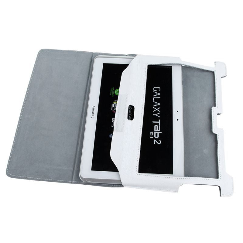 Husă din piele ecologică albă pentru Samsung Galaxy Tab P5100 KOM0429