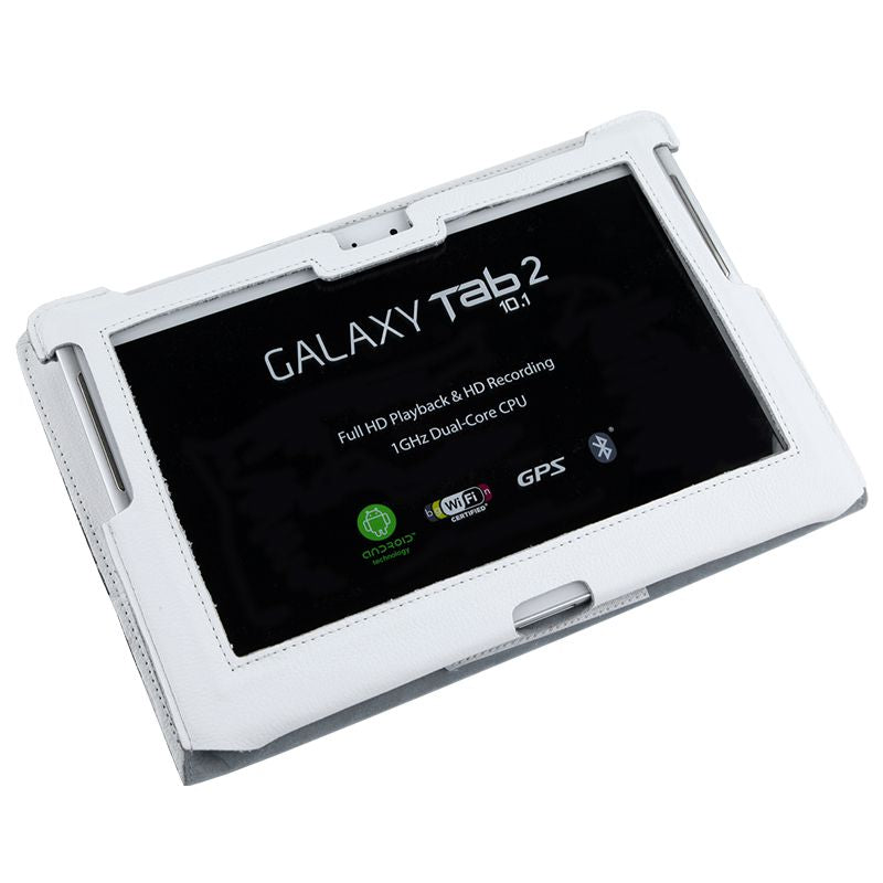 Husă din piele ecologică albă pentru Samsung Galaxy Tab P5100 KOM0429