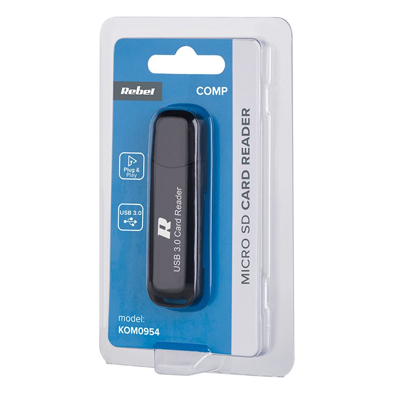 Cititor micro SD USB 3.0, compatibil multi OS, Plug & Play, Rebel KOM0954