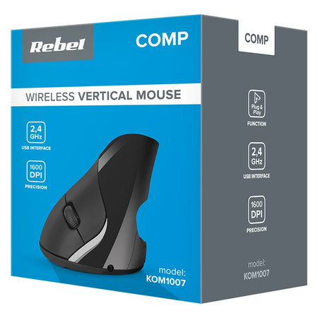 Mouse vertical wireless WM500, ergonomic, Rebel KOM1007