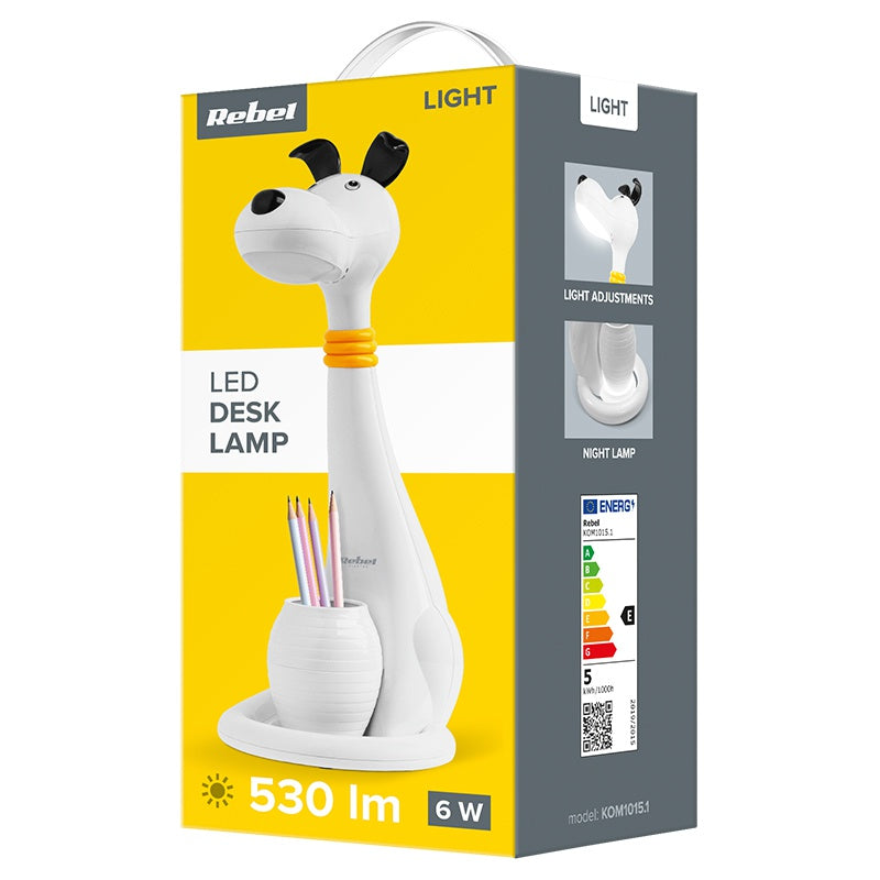 Lampă birou LED copii model cățel, touch, suport, Rebel KOM1015.1