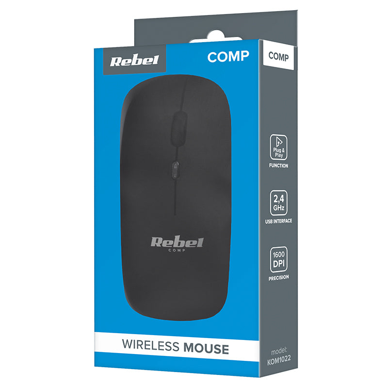 Mouse wireless optic 1600 DPI model WM210 KOM1022 ergonomic pentru PC, Rebel