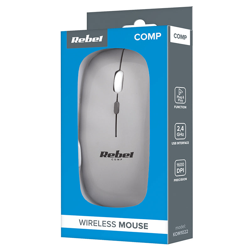 Mouse wireless optic 1600 DPI model WM210 KOM1022 ergonomic pentru PC, Rebel