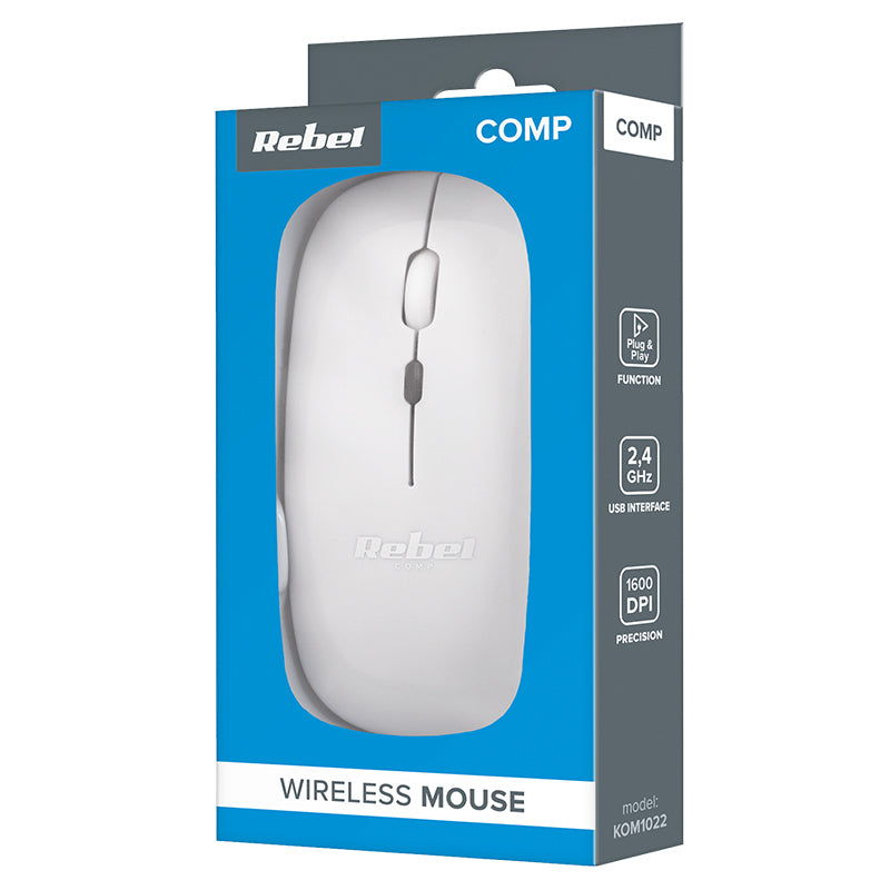 Mouse wireless optic 1600 DPI model WM210 KOM1022 ergonomic pentru PC, Rebel
