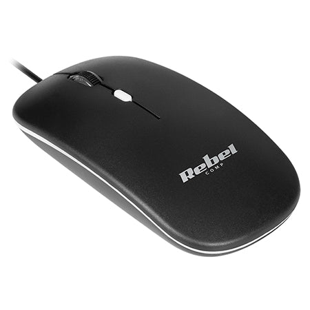 Mouse cu fir 1200 DPI WDM210 KOM1023 ergonomic pentru PC, Rebel