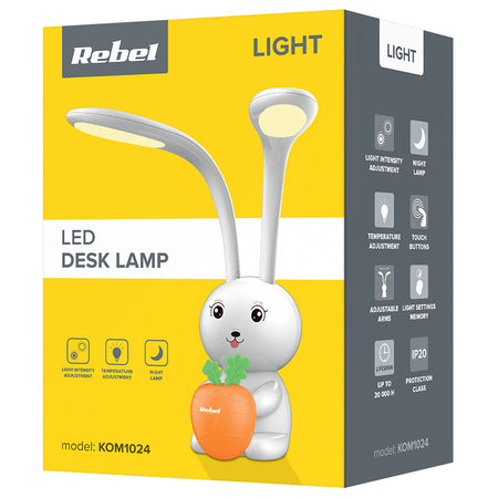 Lampă LED birou iepuraș pentru copii cu reglare, Rebel KOM1024