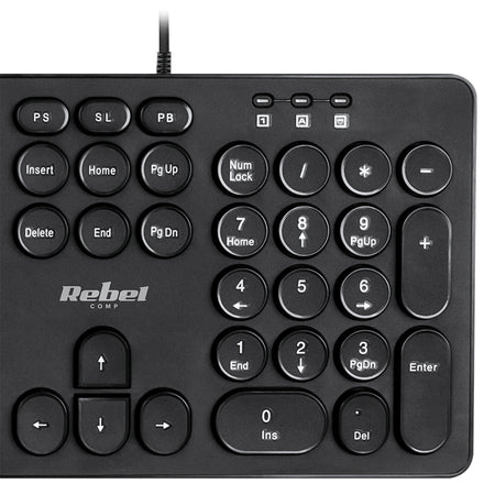 Kit tastatură și mouse cu fir WDS200 cu conexiune USB și mouse optic 1600 dpi Rebel KOM1027