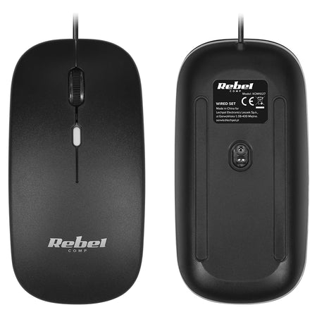 Kit tastatură și mouse cu fir WDS200 cu conexiune USB și mouse optic 1600 dpi Rebel KOM1027