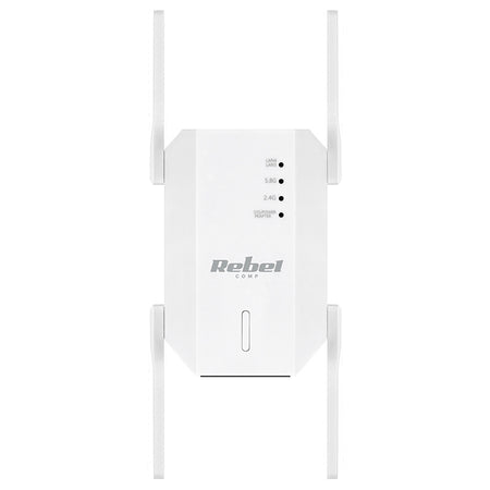 Repetor Wi-Fi dual band 2,4 GHz / 5 GHz cu 4 antene externe și 2 porturi RJ45 Rebel KOM1031