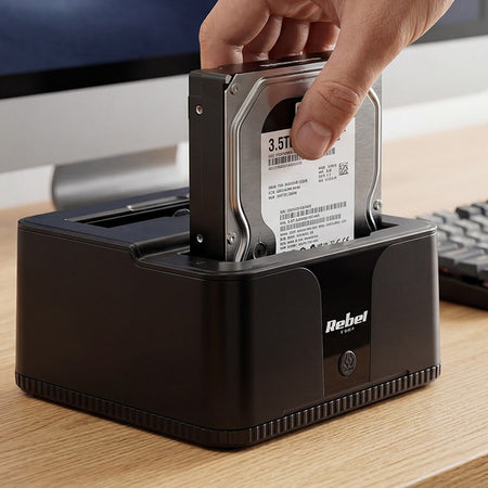 Stație de andocare HDD/SSD cu USB 3.0 și funcție de clonare Rebel KOM1041