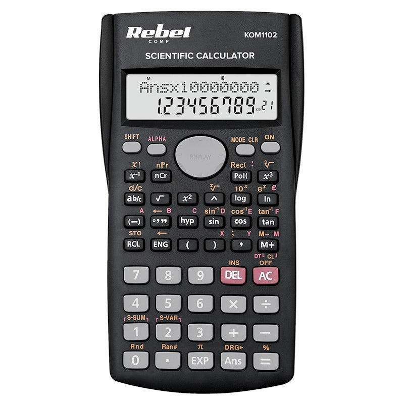 Calculator științific cu afișaj pe două linii 12 și 9 cifre Rebel KOM1102