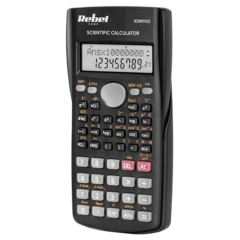 Calculator științific cu afișaj pe două linii 12 și 9 cifre Rebel KOM1102