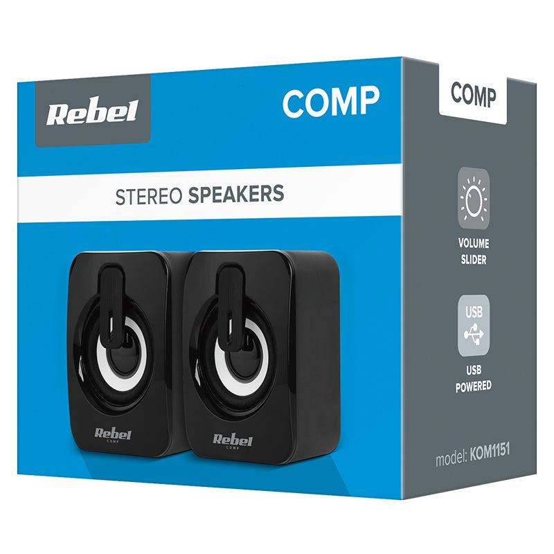 Boxe PC 2.0 CS-15 cu alimentare USB și putere 2 x 3 W Rebel KOM1151