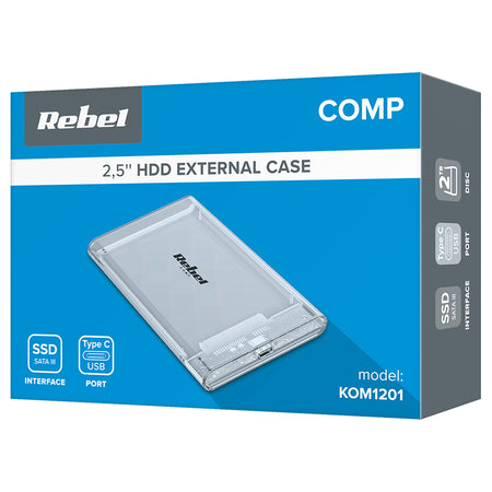 Carcasă externă pentru discuri de 2,5 inch SATA cu USB-C 3.1 Rebel KOM1201
