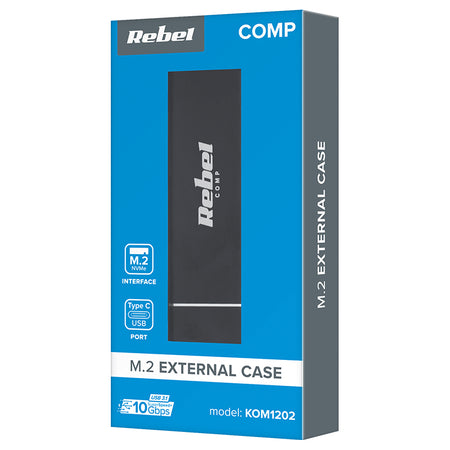 Carcasă externă din aluminiu pentru SSD M.2 NVMe cu USB-C 3.1 Rebel KOM1202