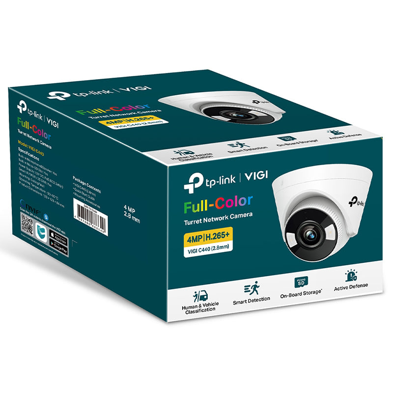 Cameră de supraveghere turret VIGI Full-Color 4MP cu obiectiv de 2,8 mm TP-Link KOMC440-2.8