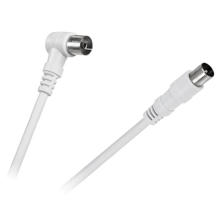 Cablu RF video TV tată-mamă alb în unghi de 90 de grade cu lungime de 10 m KPO2740F-10