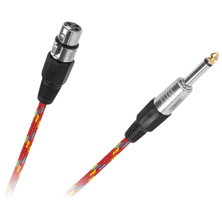 Cablu microfon XLR mamă - jack mono 6,3 mm tată de 5 m cu protecție din panglică de bumbac KPO2757-5