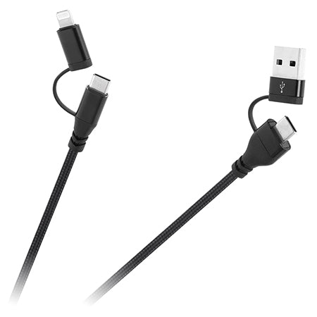 Cablu USB 4-în-1 cu conectori USB-A/USB-C la USB-C/Lightning de 1 m Cabletech KPO3943