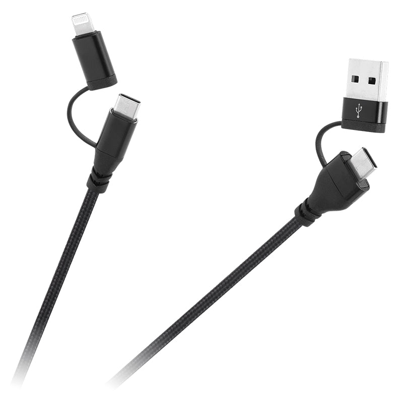 Cablu USB 4-în-1 cu conectori USB-A/USB-C la USB-C/Lightning de 1 m Cabletech KPO3943