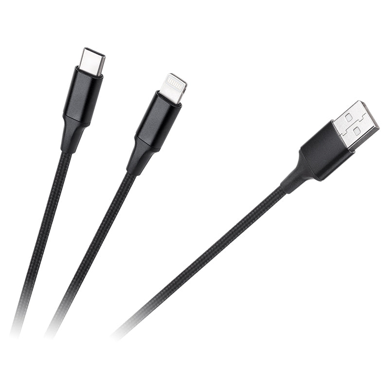Cablu USB-A la USB-C și Lightning 2 în 1 de 1 m Cabletech KPO3944