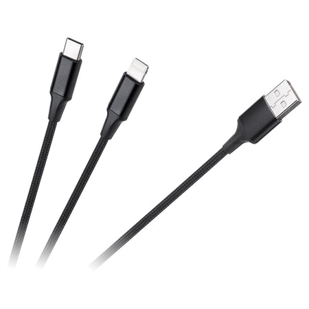Cablu USB-A la USB-C și Lightning 2 în 1 de 1 m Cabletech KPO3944