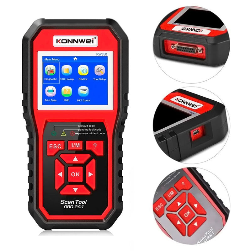 Tester diagnoză auto OBD2 multimarca pentru motor, ABS și transmisie Konnwei KW850