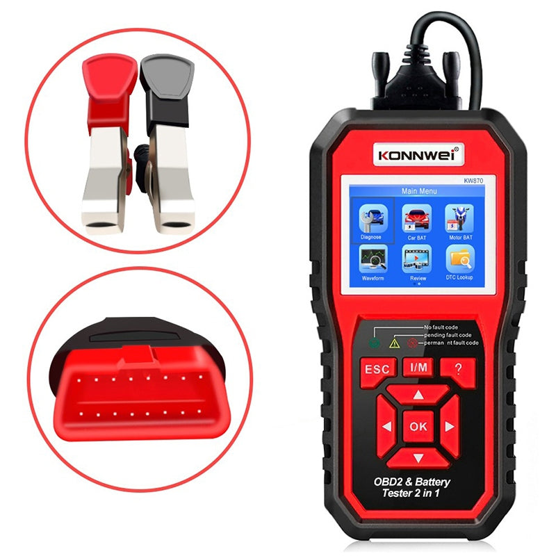 Scaner diagnostic auto OBD2 cu 10 moduri și citire VIN Konnwei KW870
