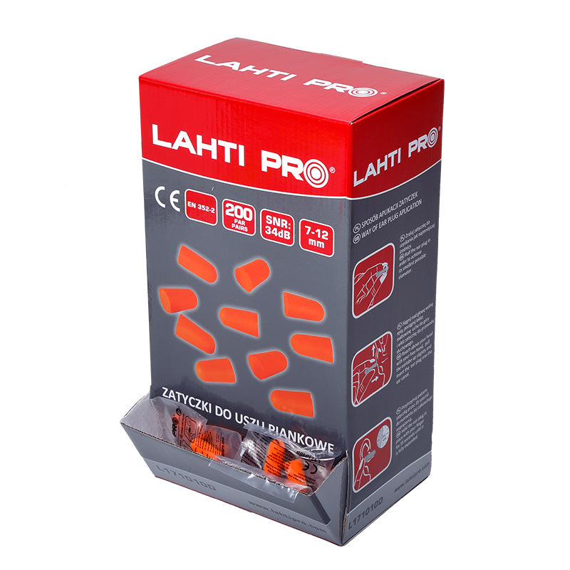 Dopuri antifon din spumă cu atenuare 34 dB, LAHTI PRO Dispenser 200 perechi/set