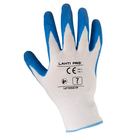 Mănușă latex cu poliester LAHTI PRO pentru protecția mâinilor