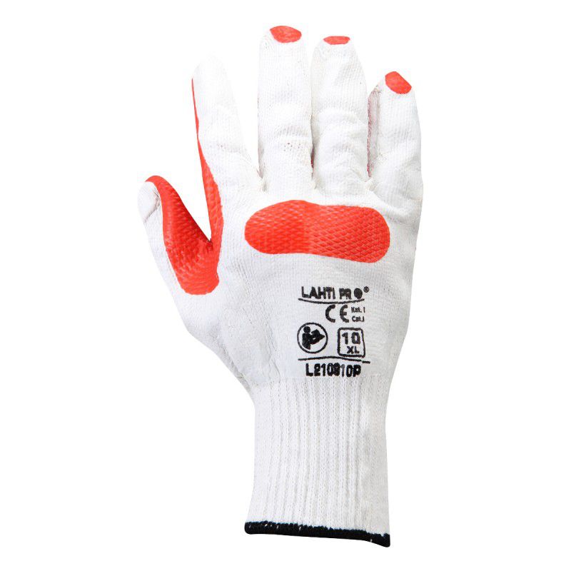 Mănuși latex cu poliester-bumbac întărite dorsal LAHTI PRO 10 (XL)